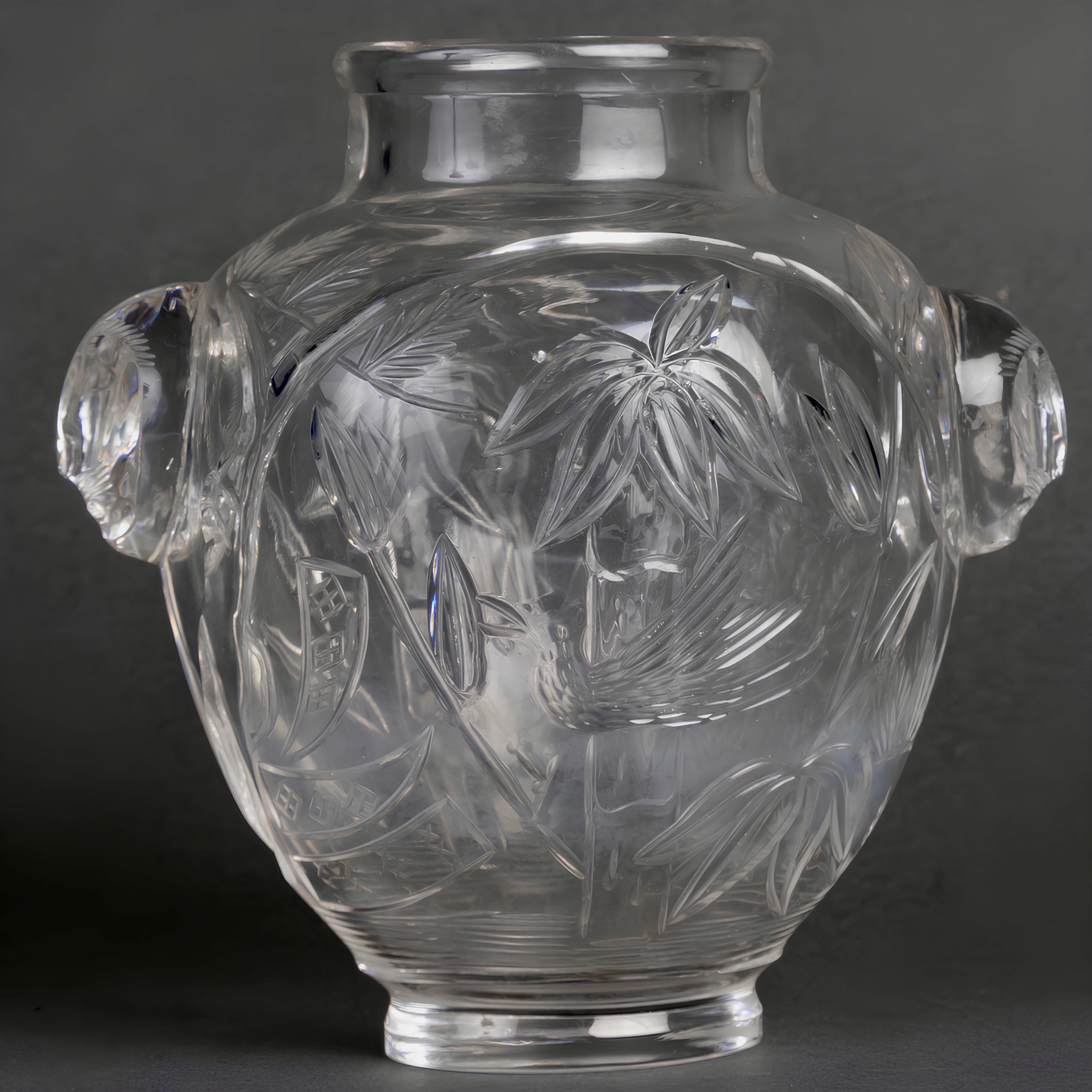 Vaso di cristallo Baccarat Japonisme con manici scolpiti, 1878-1890 ca. in vendita