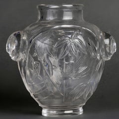 Baccarat Japonisme Crystal Vase with Sculpted Handles, circa 1878-1890