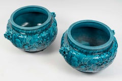 Théodore Deck (1823-1891) Monumental Pair of Japonisme Dragon Cache-Pots c.1875
