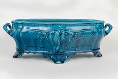 Vaso da fiori in ceramica smaltata turchese del XIX secolo, realizzato in Francia da Théodore Deck, 1880 circa