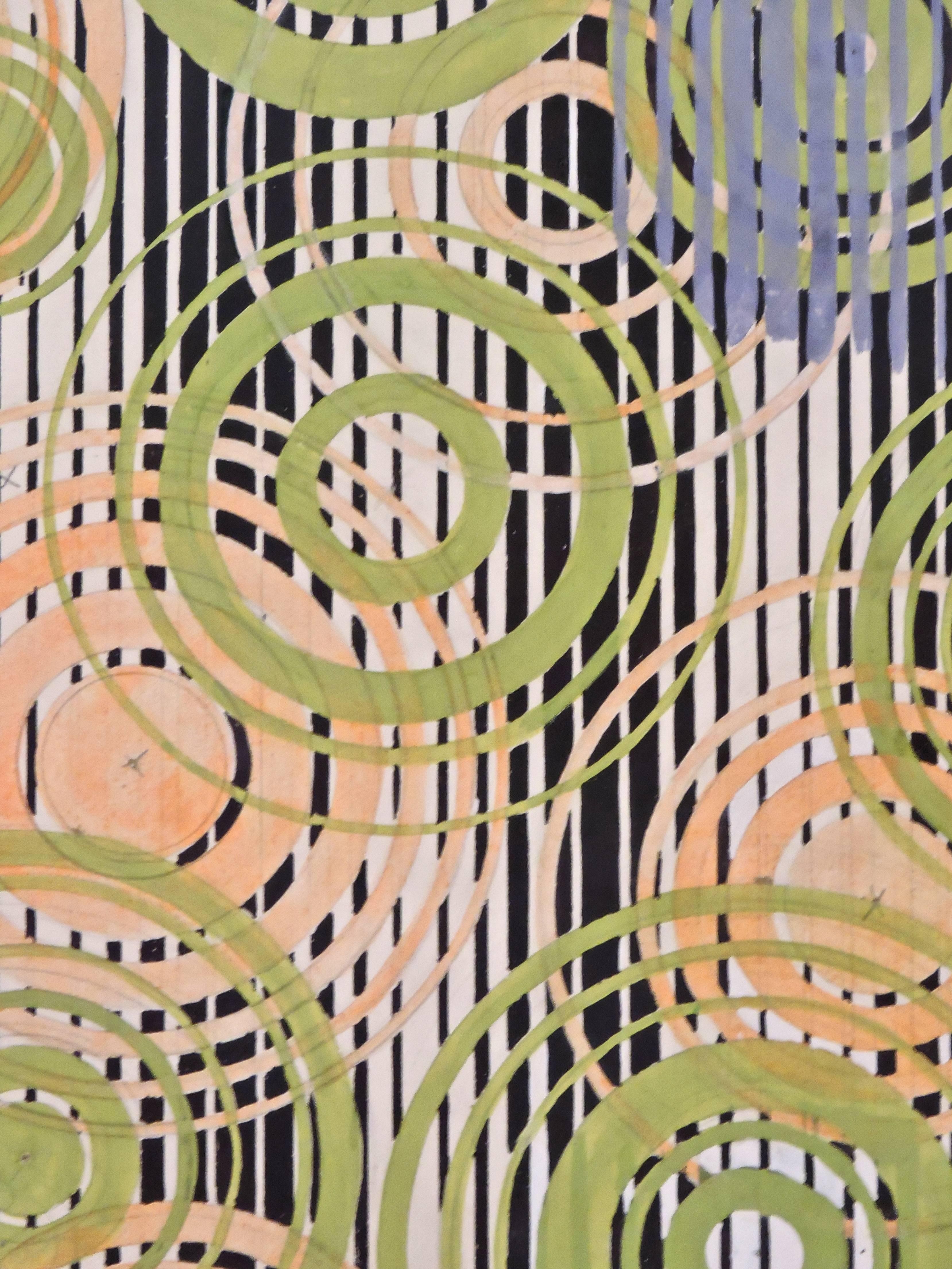 Concentric orange and green circles on black striped background

Gouache on paper, 
Signature stamped lower right "Raoul Dufy" 

Certificat de Fanny Guillon-Laffaille, N° TO7-3103, Paris, December 2007. 
This work will be included in