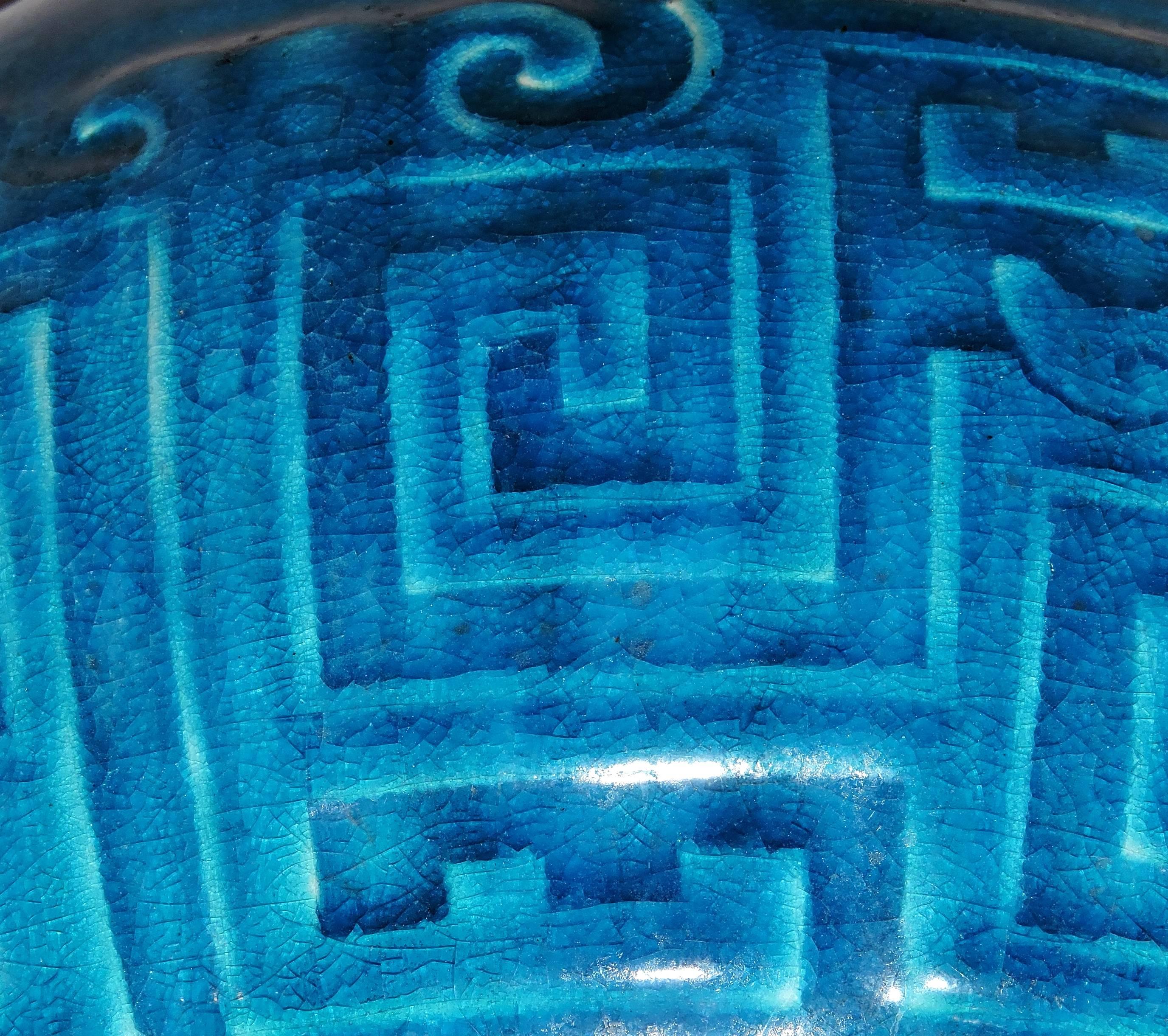 French Théodore Deck Blue-Persian Faience Cachepot