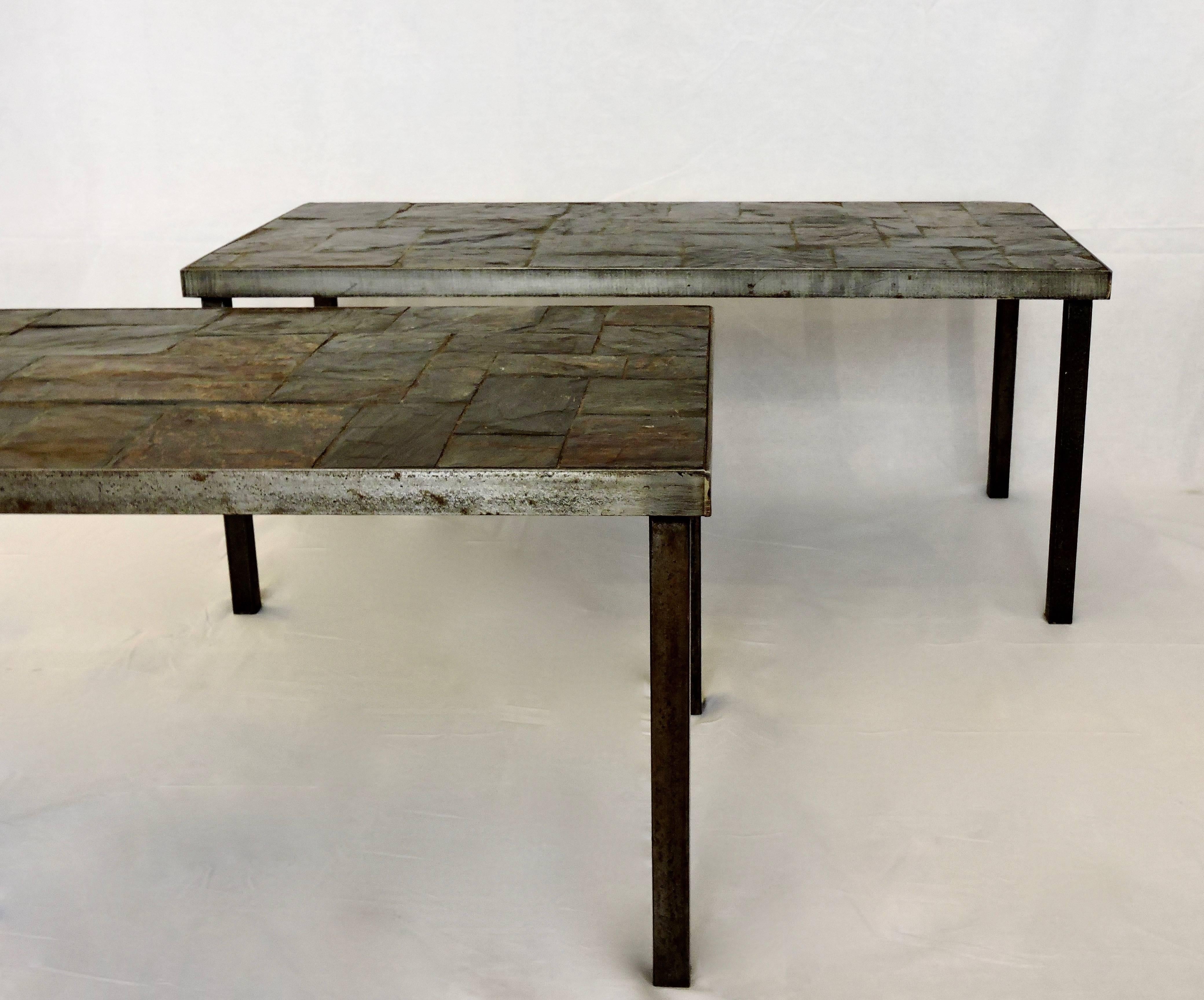 Mid-Century Modern Pair of Lava Stone Coffee Tables
