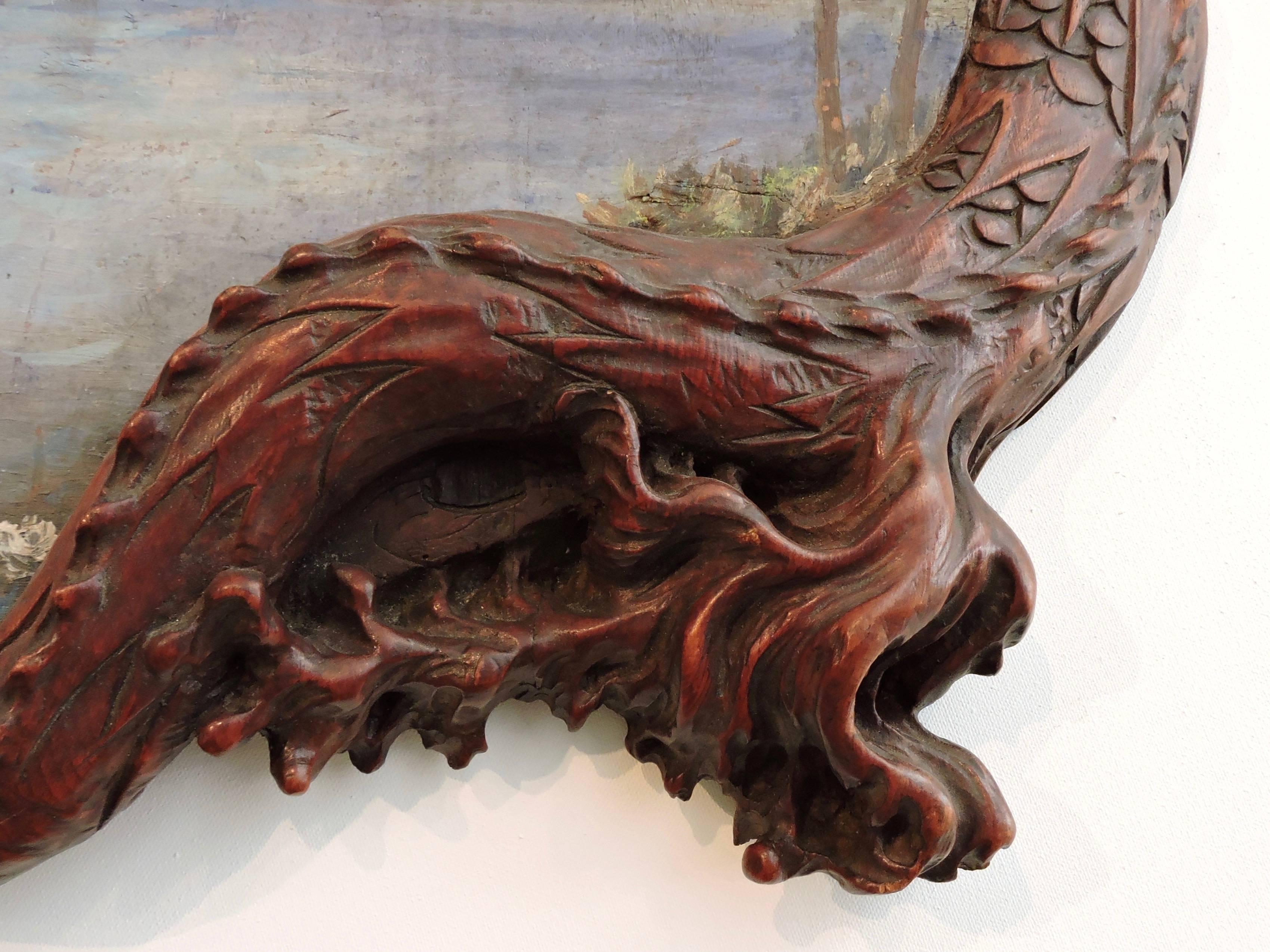 Hand-Carved Chimera Grasping the Moon, by the Impressionist Painter Ernest Bonnotte
