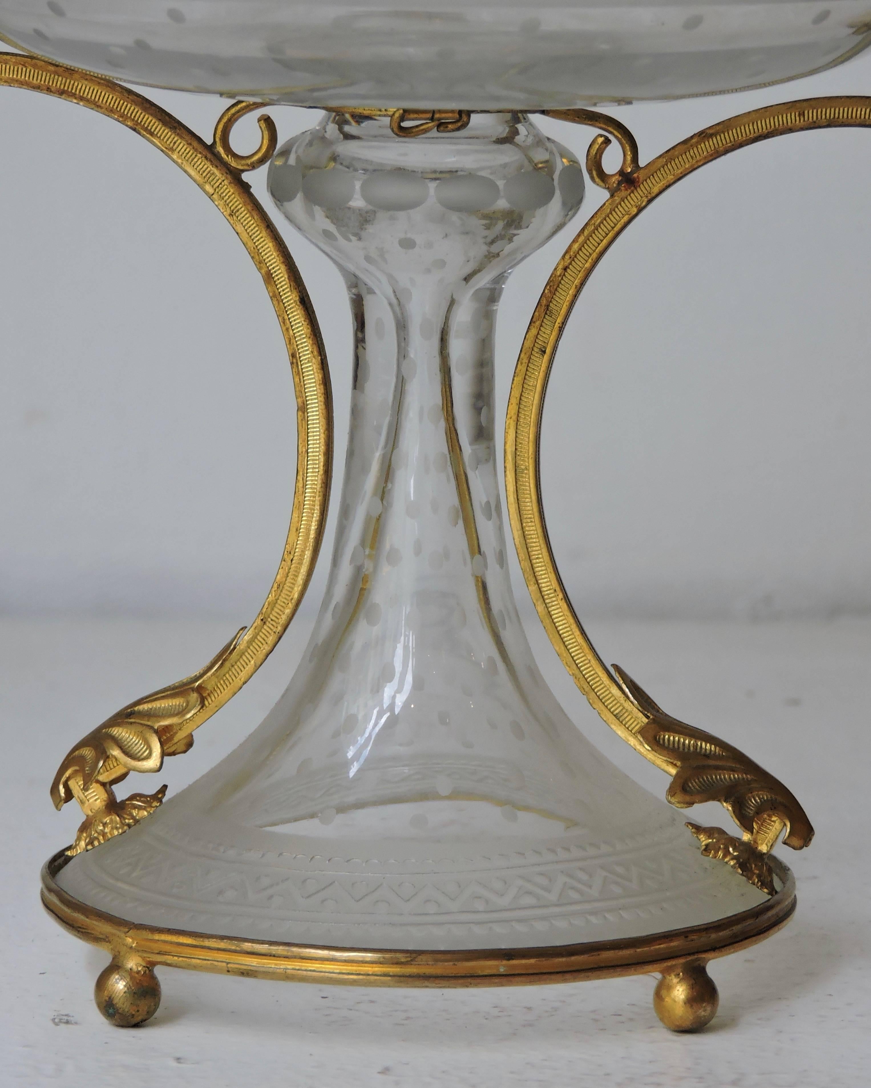 Neoclassical Engraved and Ormolu-Mounted Crystal Cup, circa 1870 3