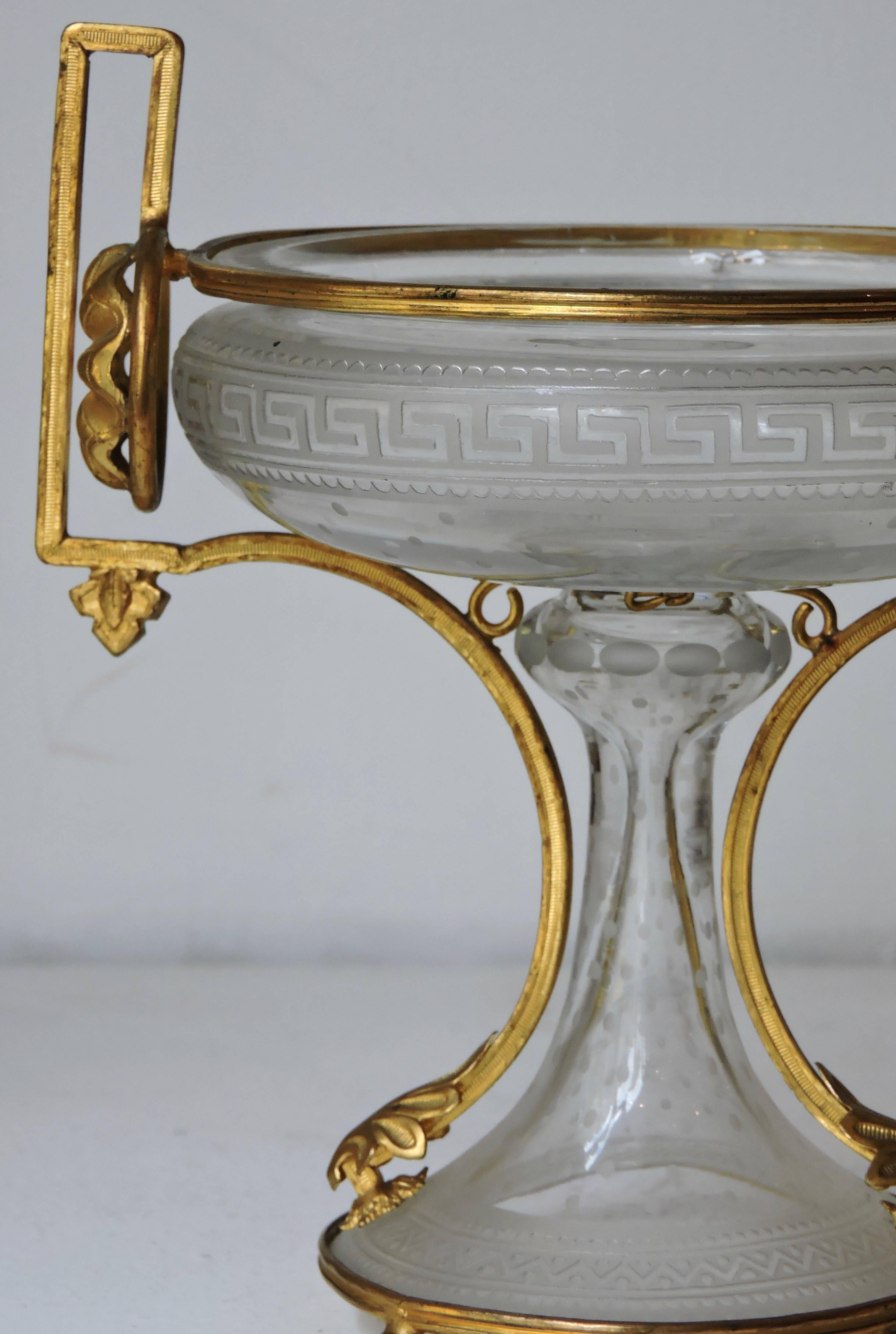 Neoclassical Engraved and Ormolu-Mounted Crystal Cup, circa 1870 1