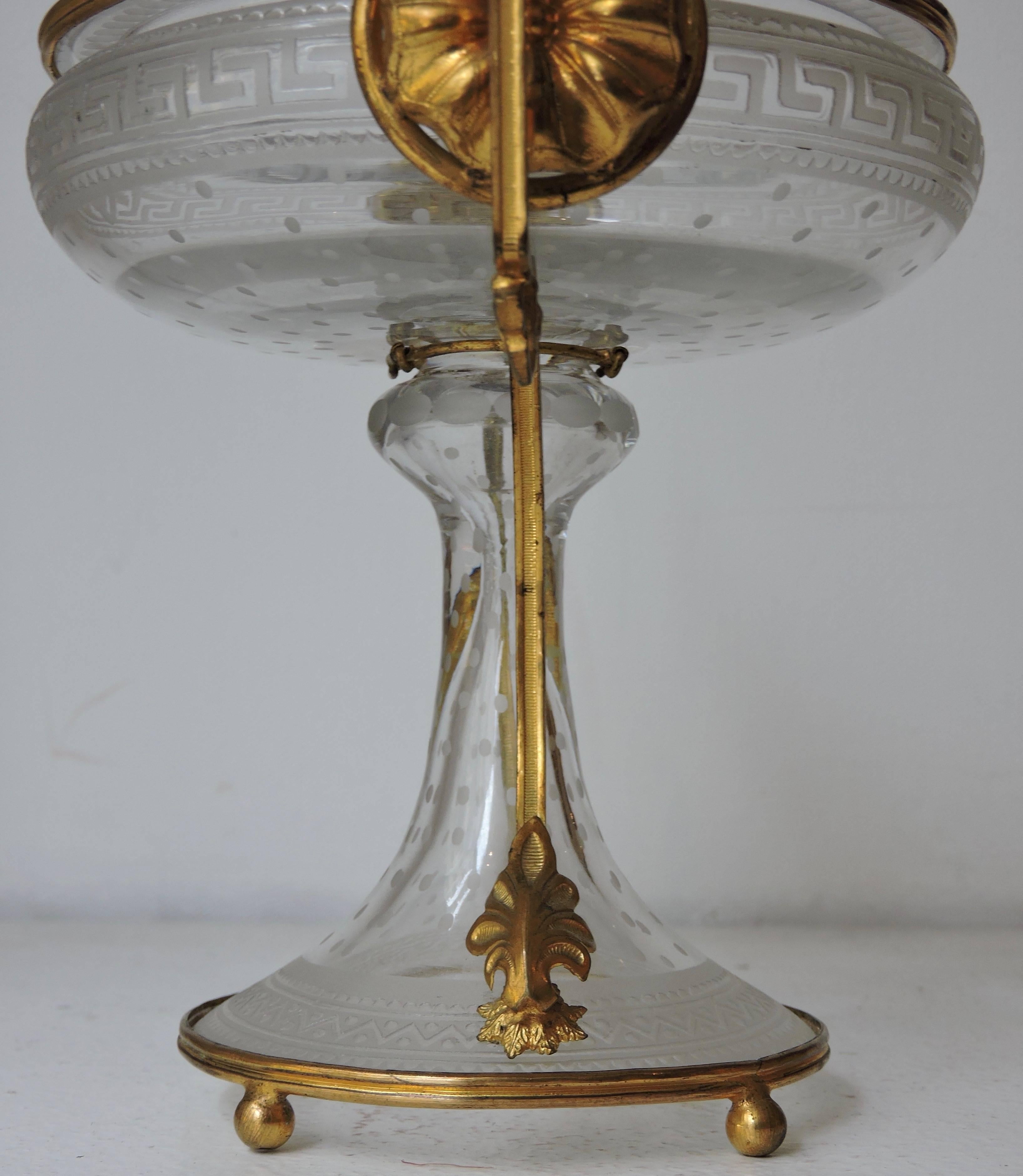 Neoclassical Engraved and Ormolu-Mounted Crystal Cup, circa 1870 2