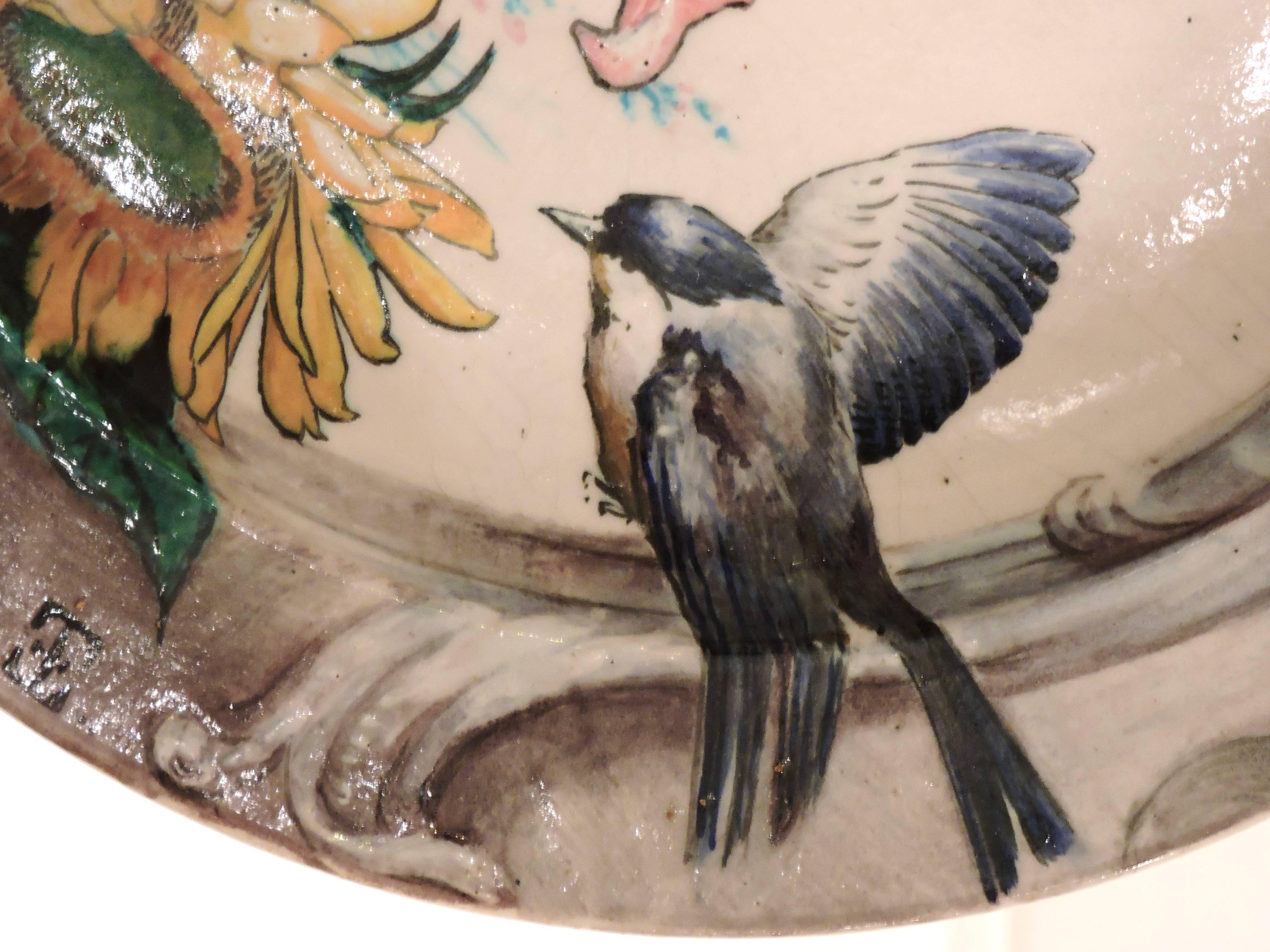 Enameled Theodore Deck Polychrome Faience Charger, circa 1880