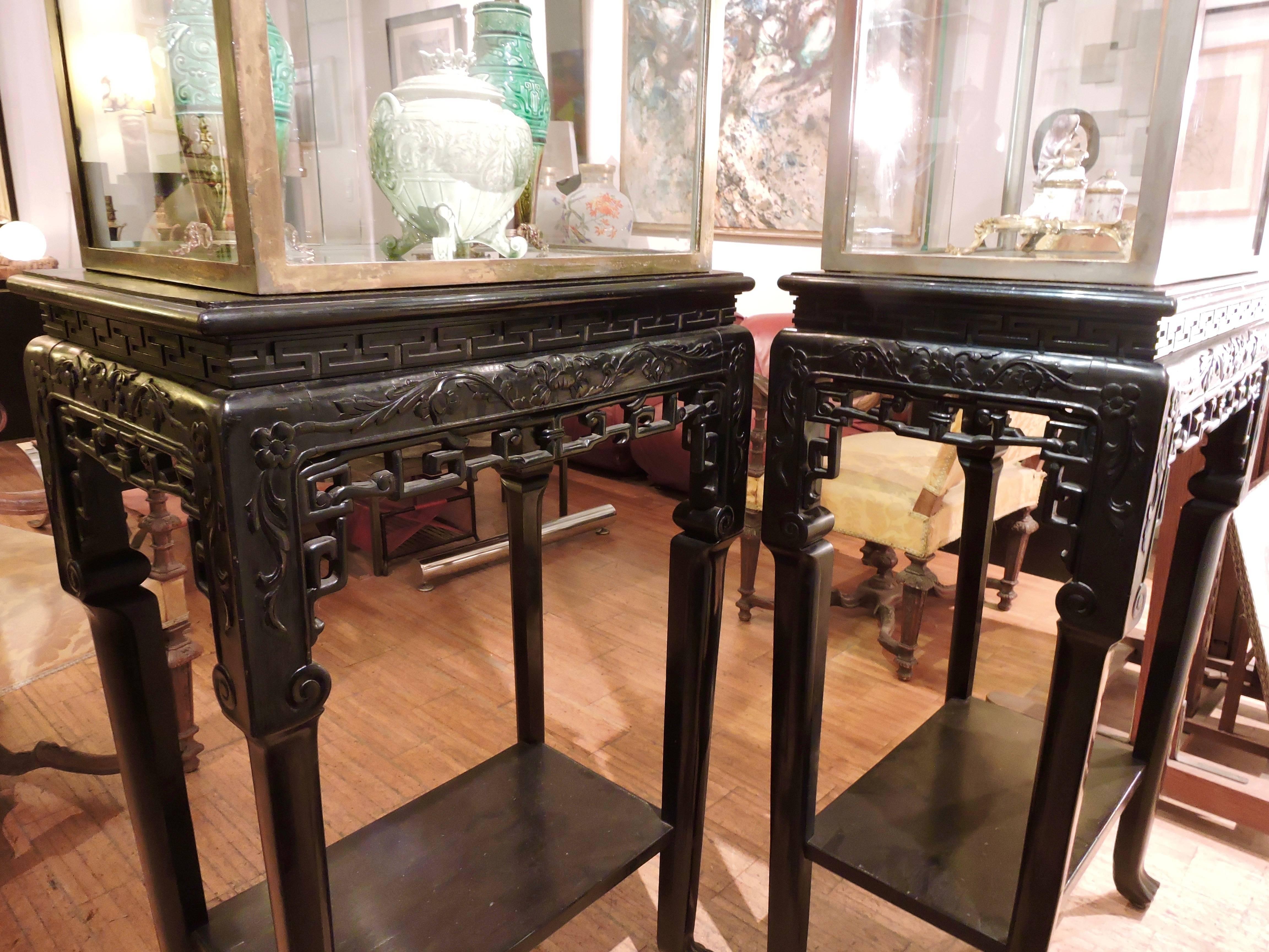 French 19th Century Japonisme Pair of Display Windows on Stand