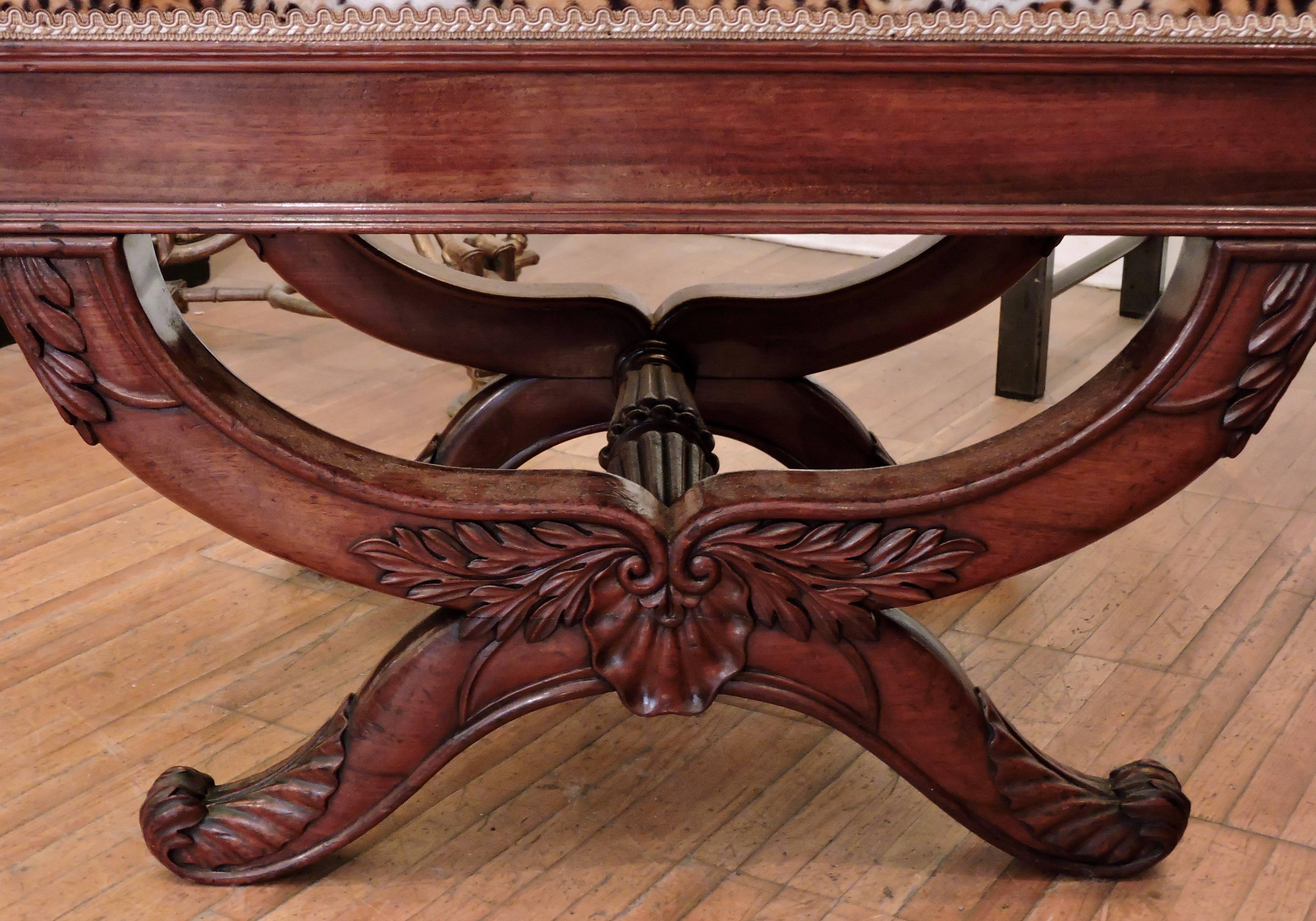 Mahogany Pair of Empire French Curule Stools