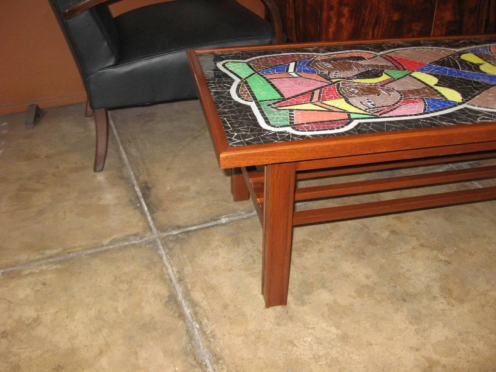 Danish Mid-Century Modern Mosaic Glass Coffee Table, circa 1950 In Excellent Condition For Sale In Richmond, VA