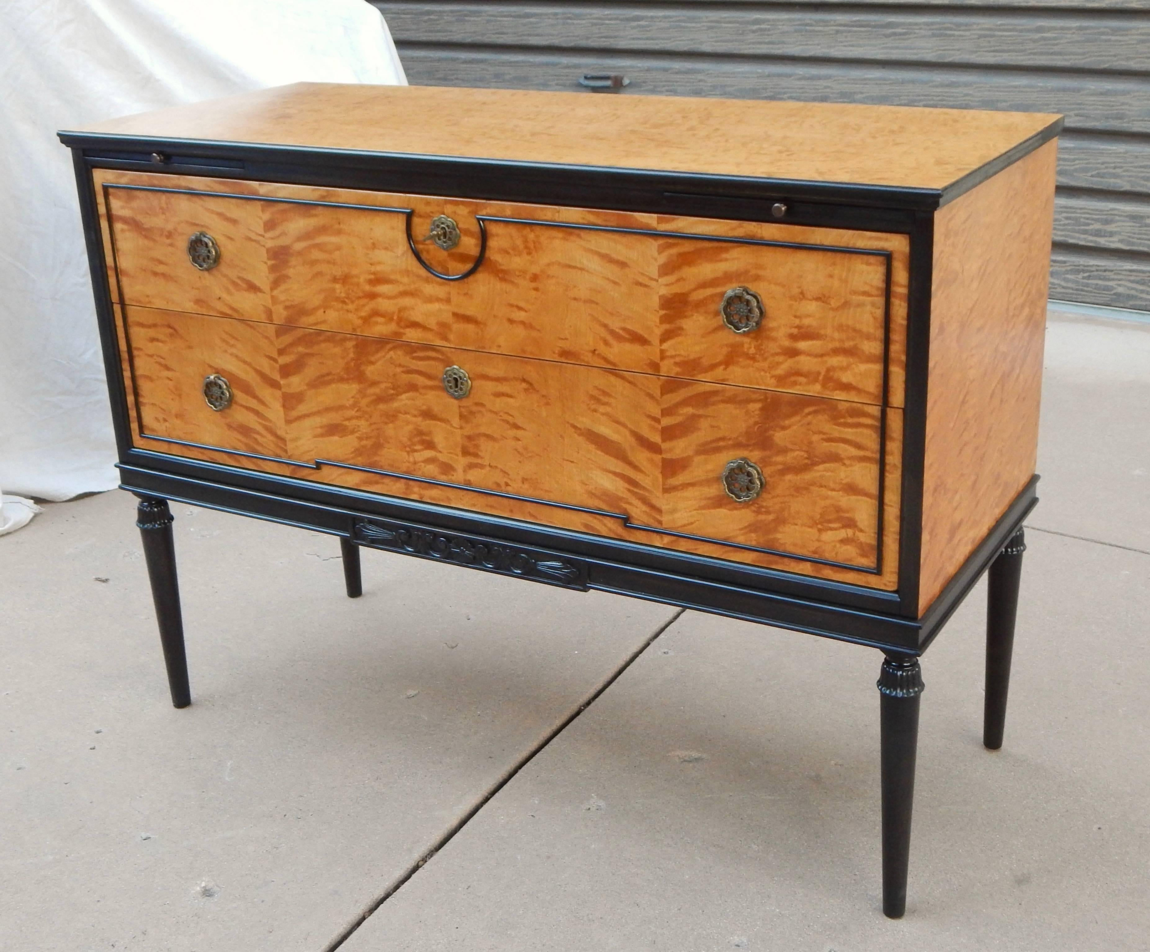 Swedish Biedermeier Revival Chest with Drink Trays, circa 1930 For Sale