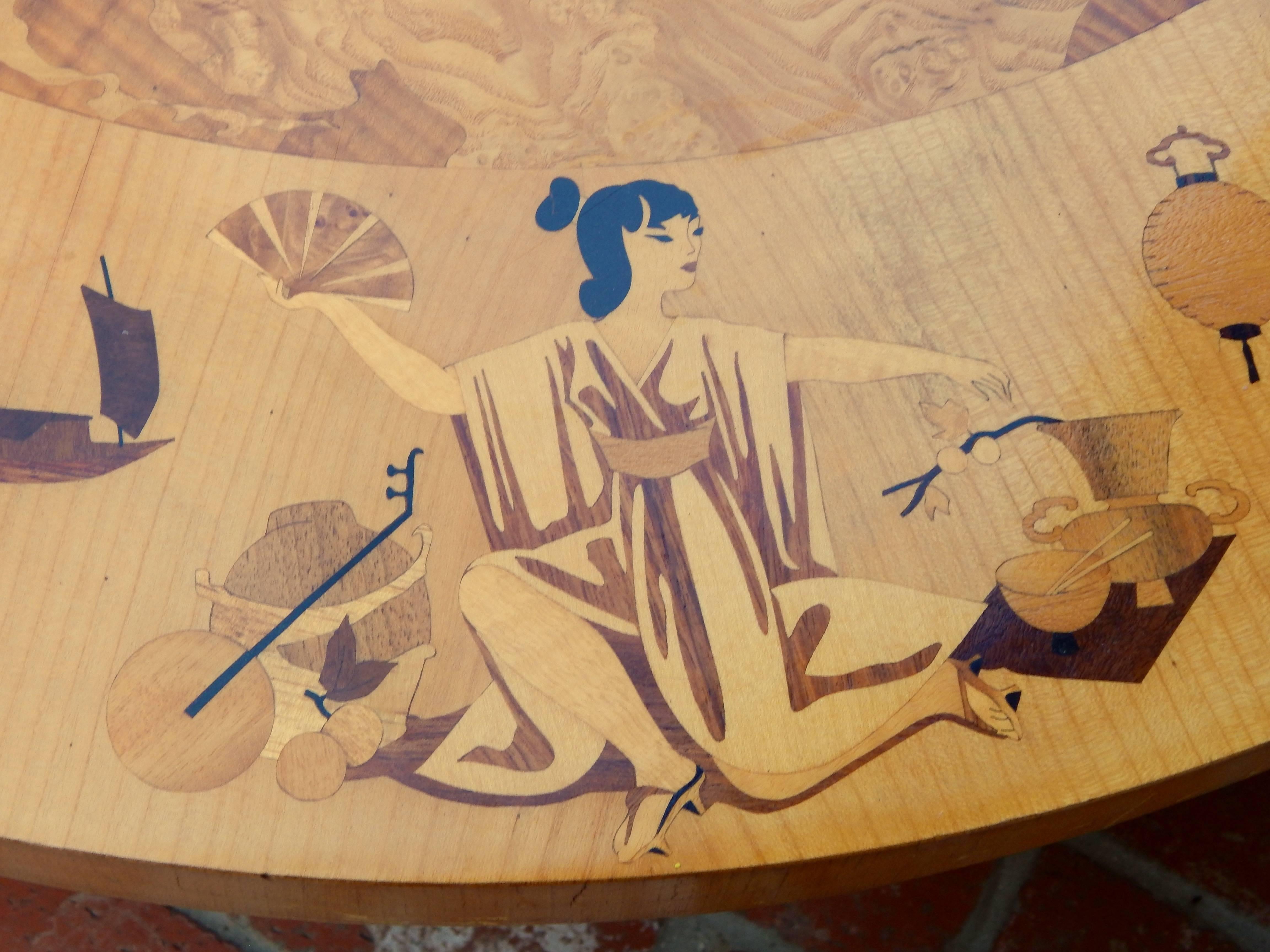 Mid-20th Century Swedishart Deco Inlaid Table, 