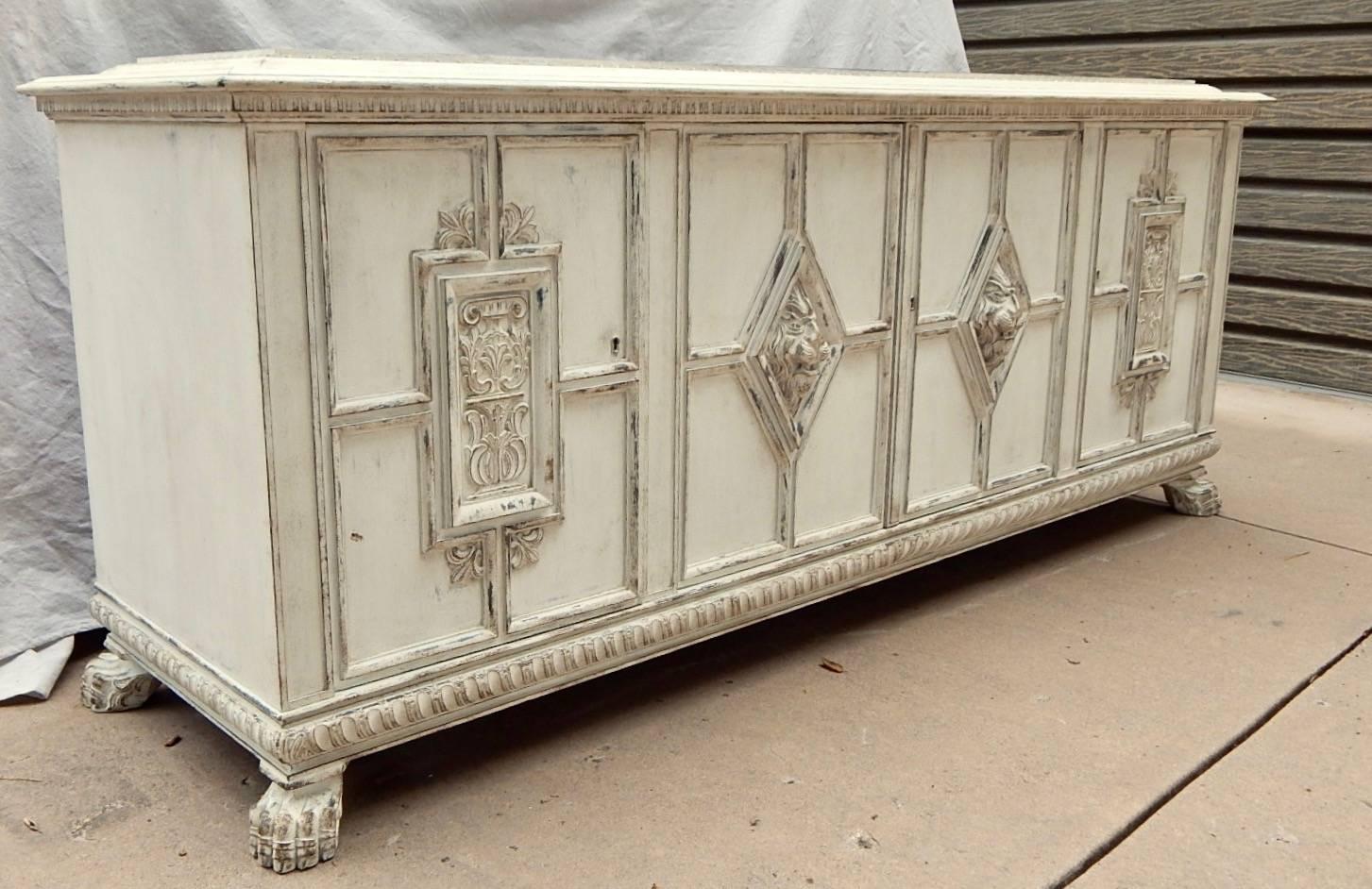 Swedish Neo-Gothic Storage Cabinet in Gustavian Painted Finish, circa 1920 In Excellent Condition For Sale In Richmond, VA