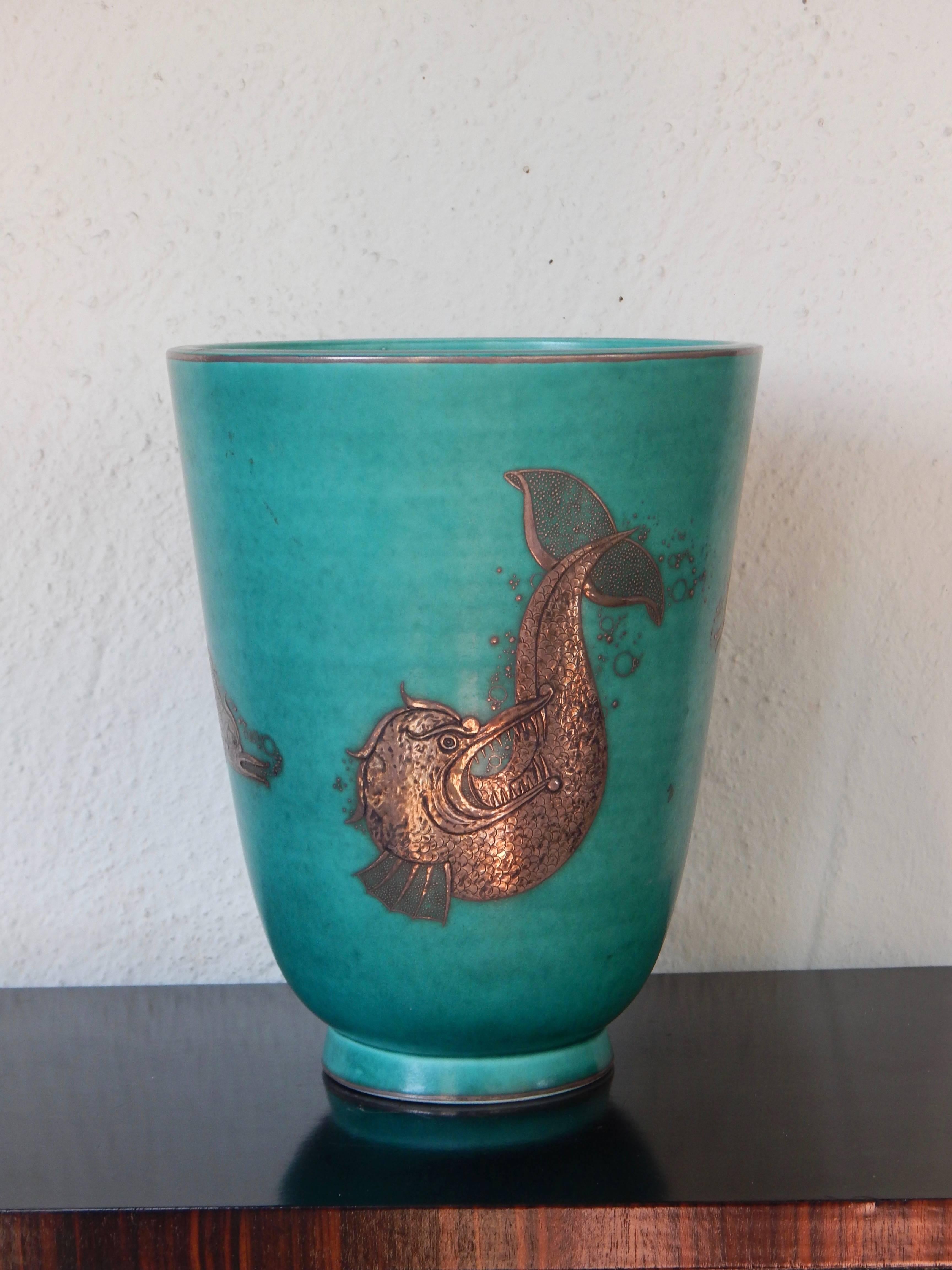 Art Deco William Kåge-argenta Vase for Gustavsberg, circa 1940 For Sale
