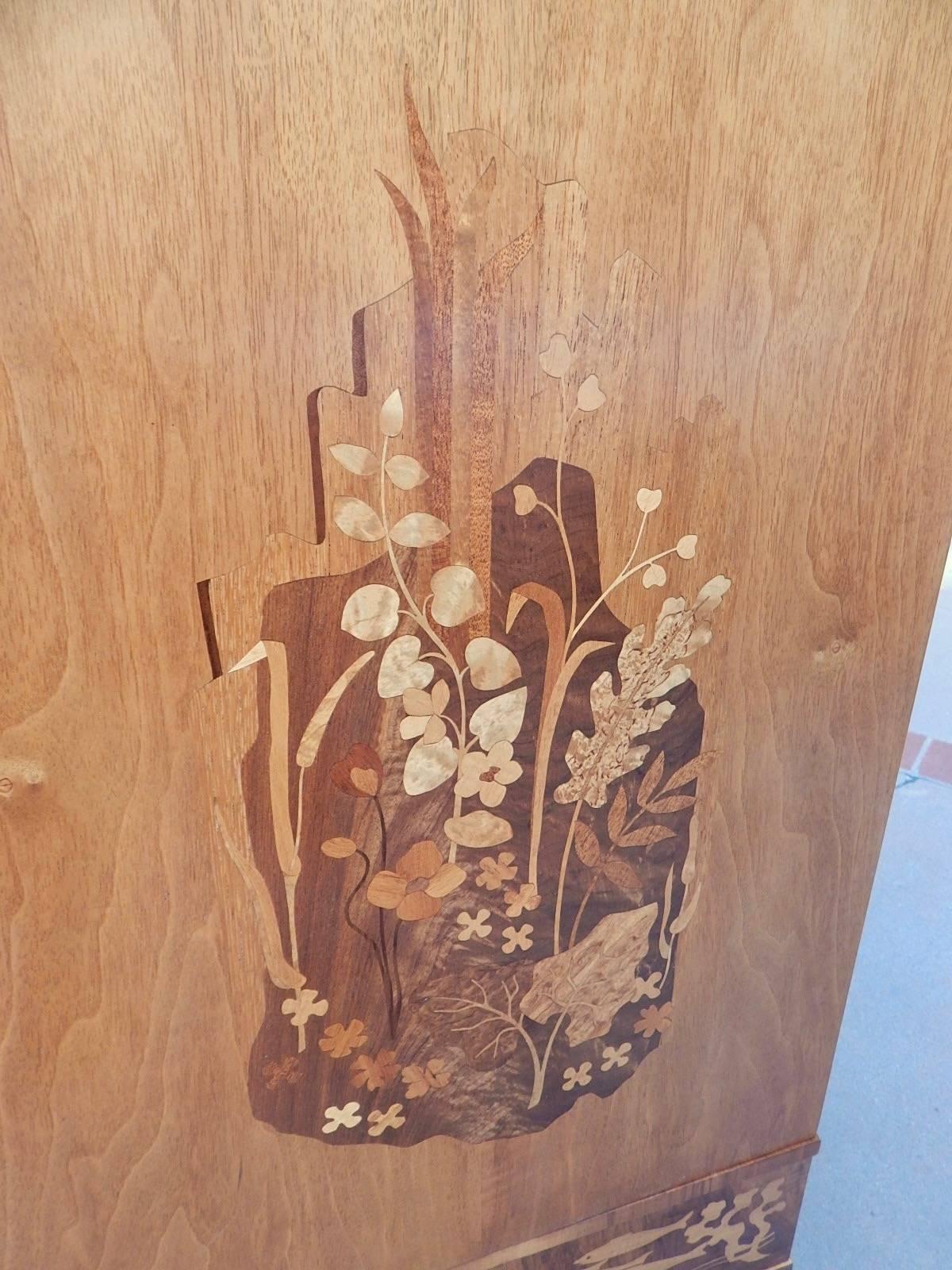 Swedish Mid-Century Cabinet with Flora and Fauna Motifs by Reiners Mobler In Excellent Condition For Sale In Richmond, VA