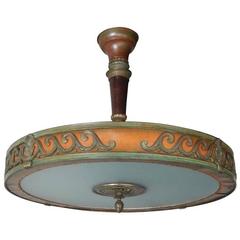 Swedish Art Deco Era "Plafond" Style Ceiling Fixture with Parchment Shade