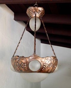 Swedish Arts and Crafts Hammered Copper Hanging Fixture #18, Circa 1910