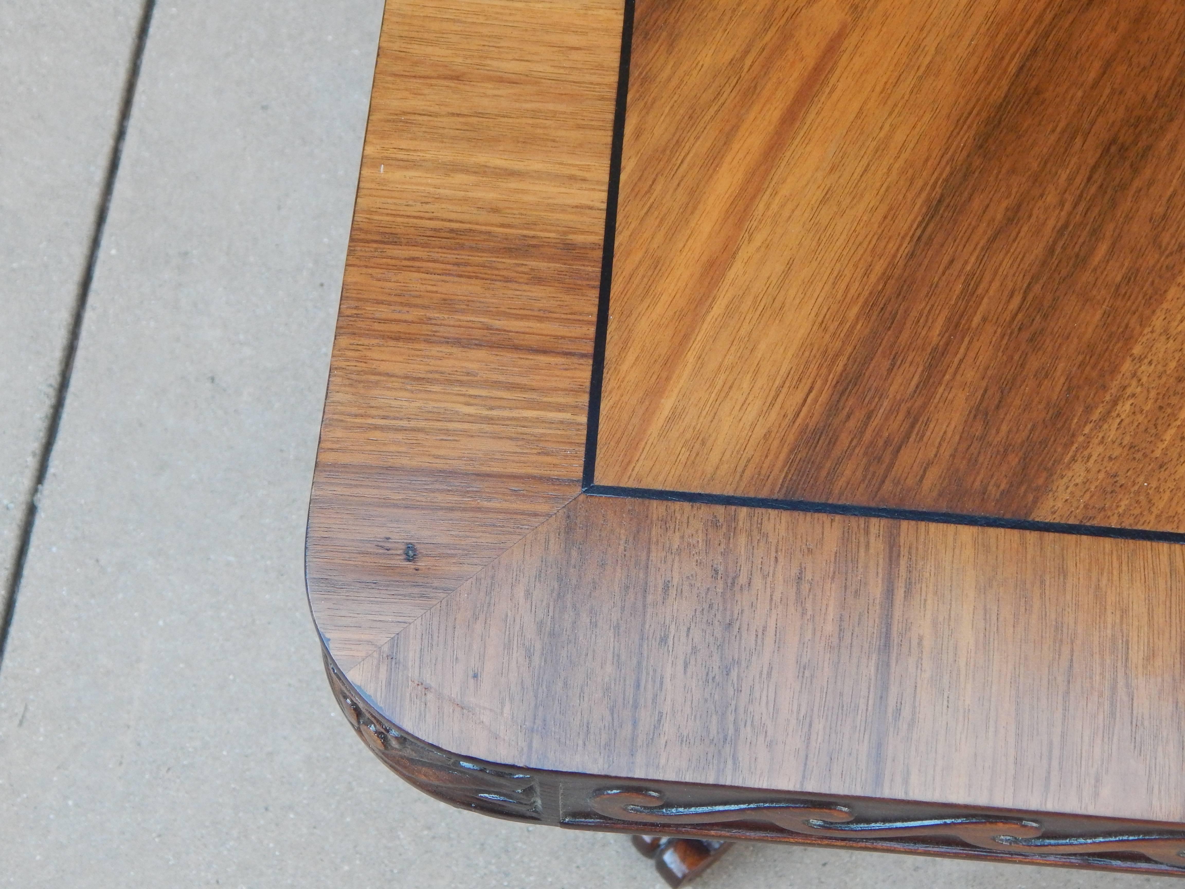 Swedish Art Deco Era Coffee Table with Sunburst Walnut Top, circa 1930 4