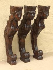 Three Swedish Art Deco Mermaid Shelf Brackets, circa 1920