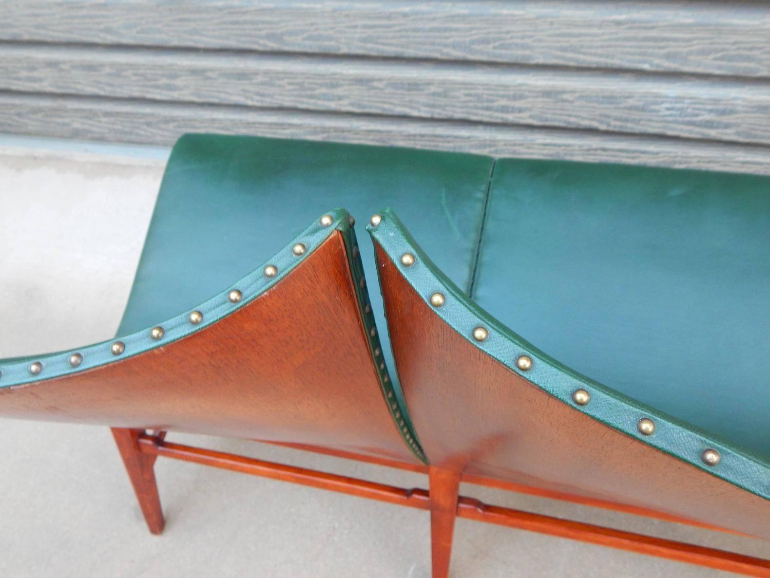 Swedish Mid-Century Modern Wing Back Bench by Axel Larsson for Bodafors, 1950's For Sale