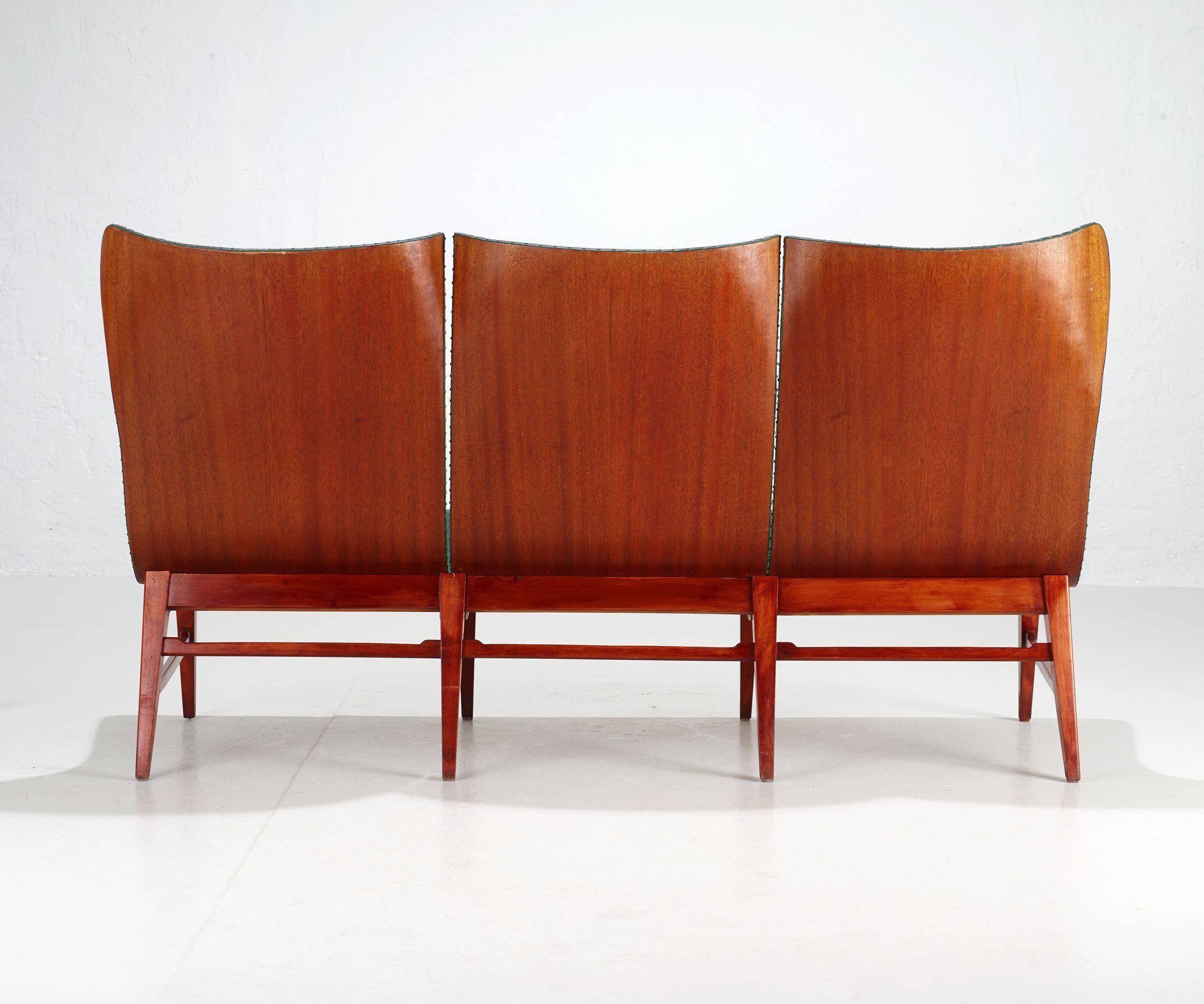 Mid-20th Century Mid-Century Modern Wing Back Bench by Axel Larsson for Bodafors, 1950's For Sale