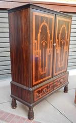 Swedish Art Deco Inlaid Storage Cabinet in Zebra and Rosewoods