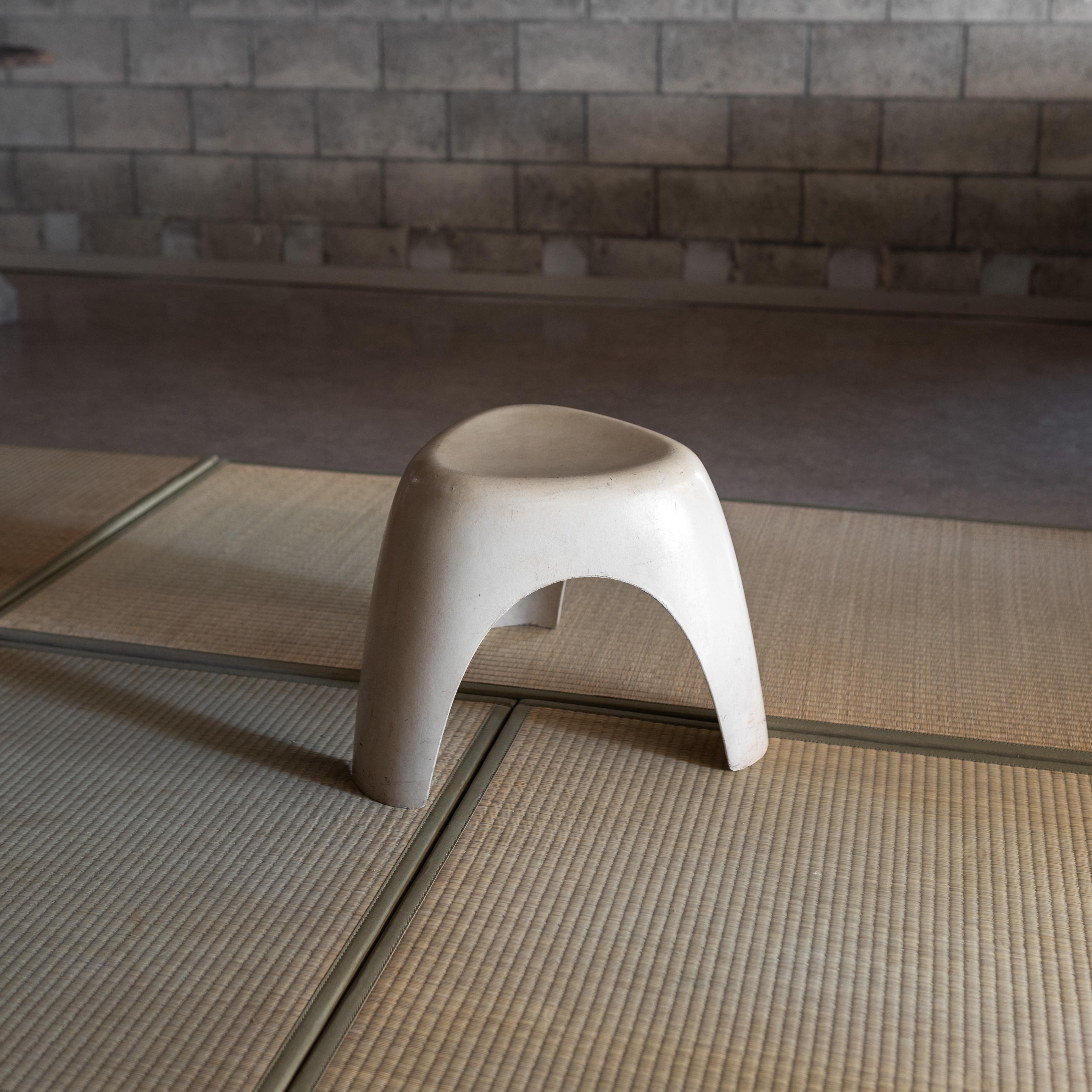 Fiberglass Sori Yanagi White Elephant Stool for Kotobuki, 1960s For Sale