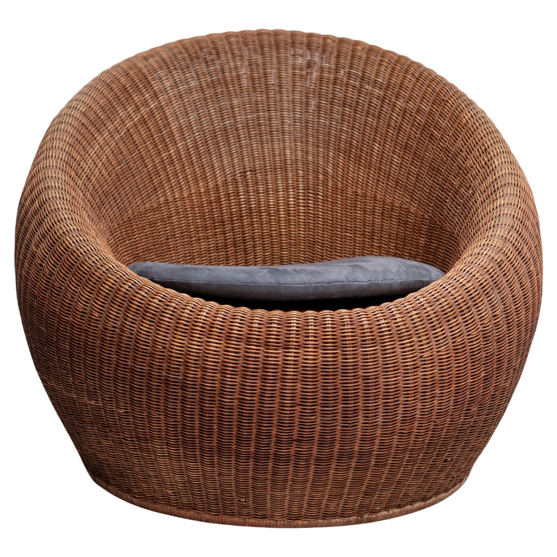 Rattan Lounge Chair by Isamu Kenmochi for Yamakawa Rattan, 1960s, Japan