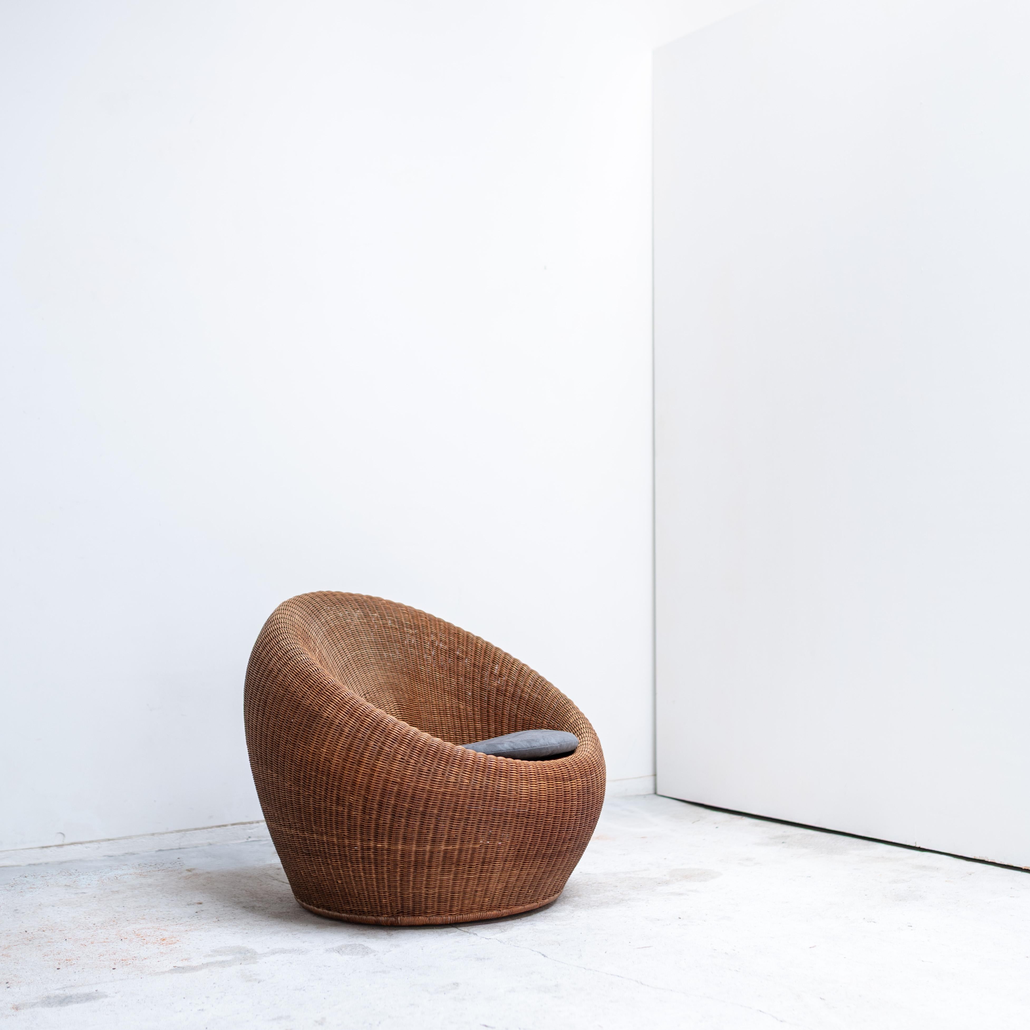 Butaca de ratán de Isamu Kenmochi para Yamakawa Rattan, años 60, Japón en venta 5