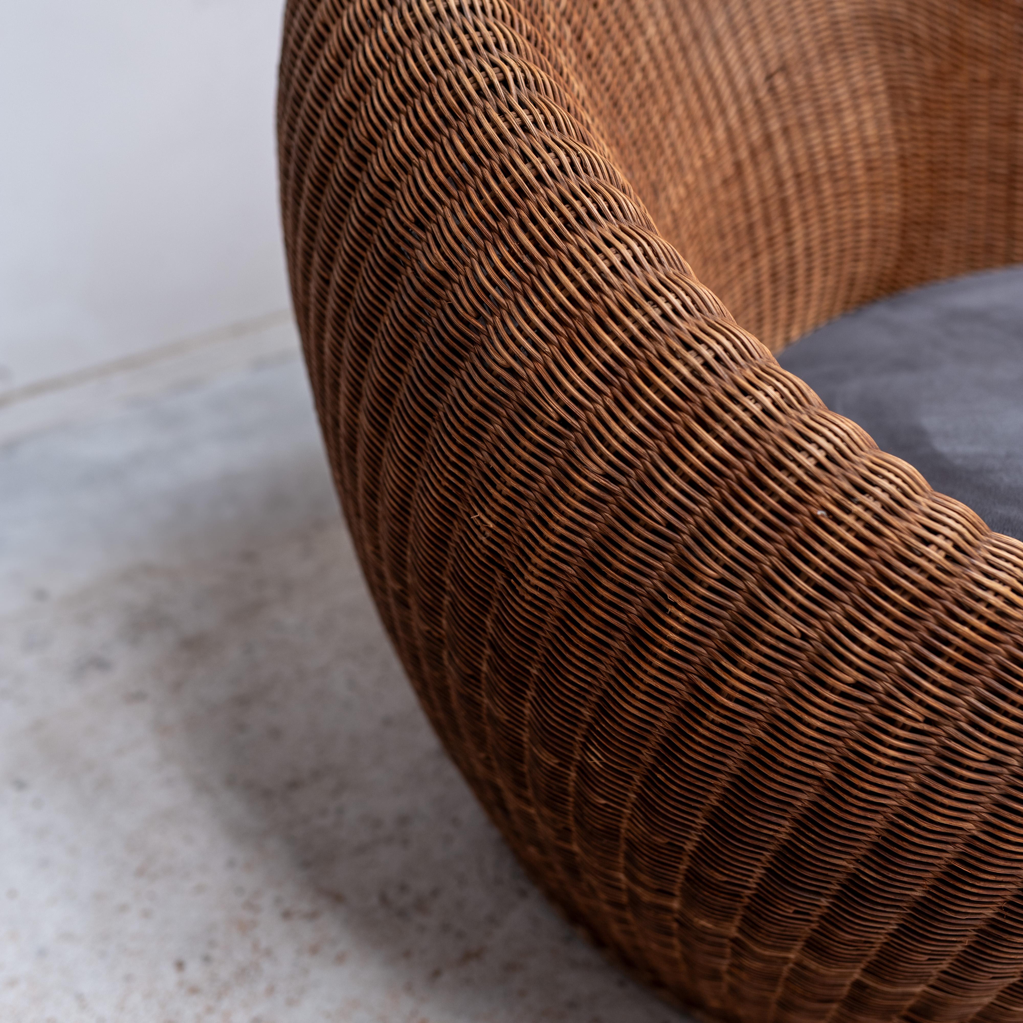 Butaca de ratán de Isamu Kenmochi para Yamakawa Rattan, años 60, Japón en venta 2