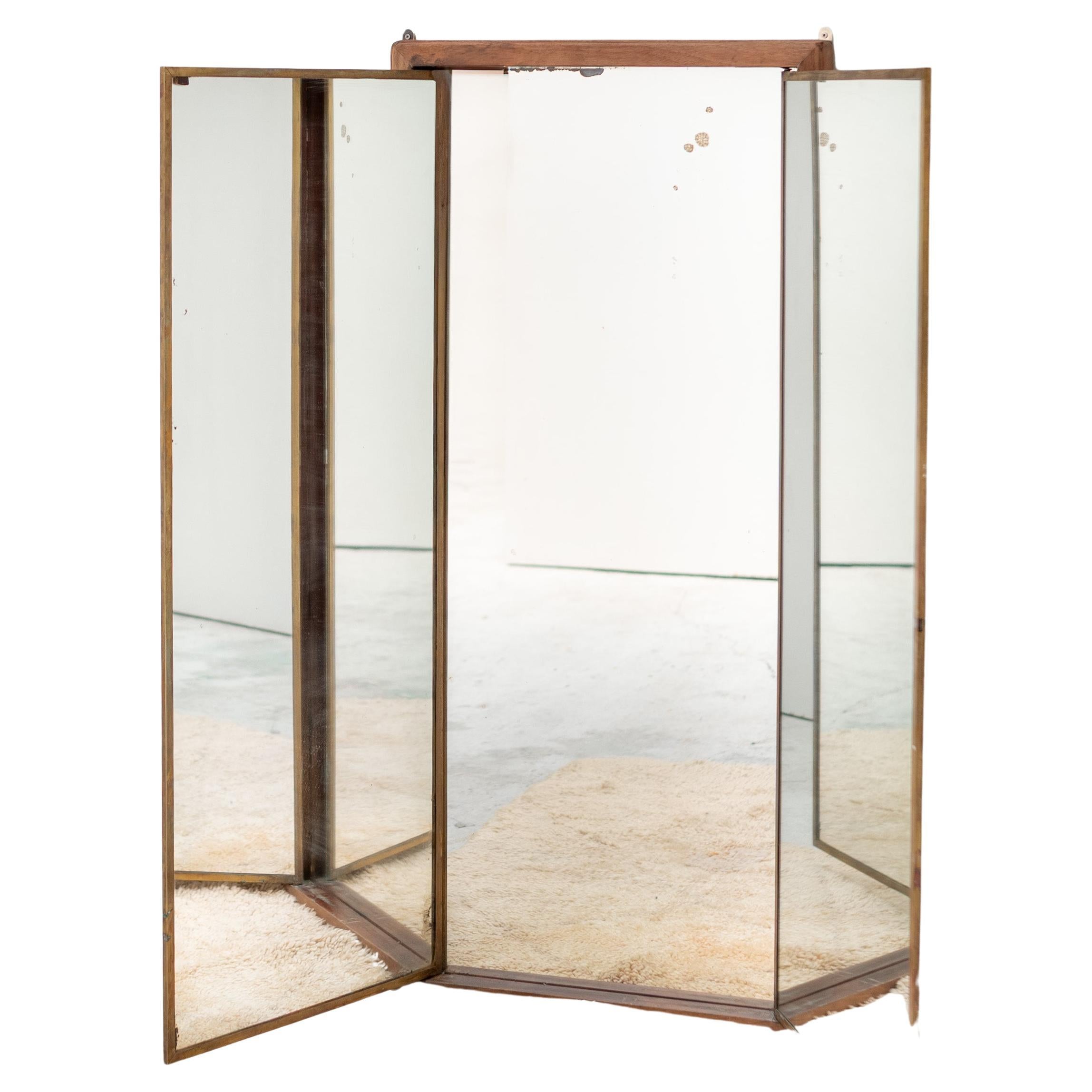 Vintage Miroir pliant à trois panneaux, c. 1900, France en vente