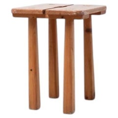 Pine Stool from Savoie, France, 1980s, simple design