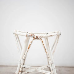 White Rattan Stool by Louis Sognot, France, 1960s