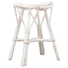White Rattan Stool by Louis Sognot, France, 1960s