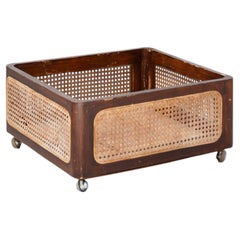 Scatola portaoggetti vintage in rattan, Francia, anni '70