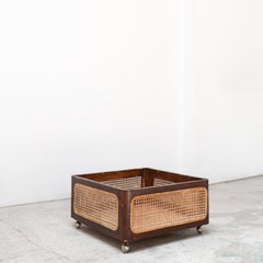 Scatola portaoggetti vintage in rattan, Francia, anni '70