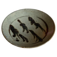 Authentic Shoji Hamada Pottery Plate, Japan, Mid-20th Century, Wabi Sabi