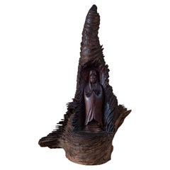 Kannon Statue in Organic Bark Form, Japan, 20th Century / Japanese, Sculpture