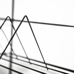 Geometric Metal Side Table with Magazine Rack, France, 1980s