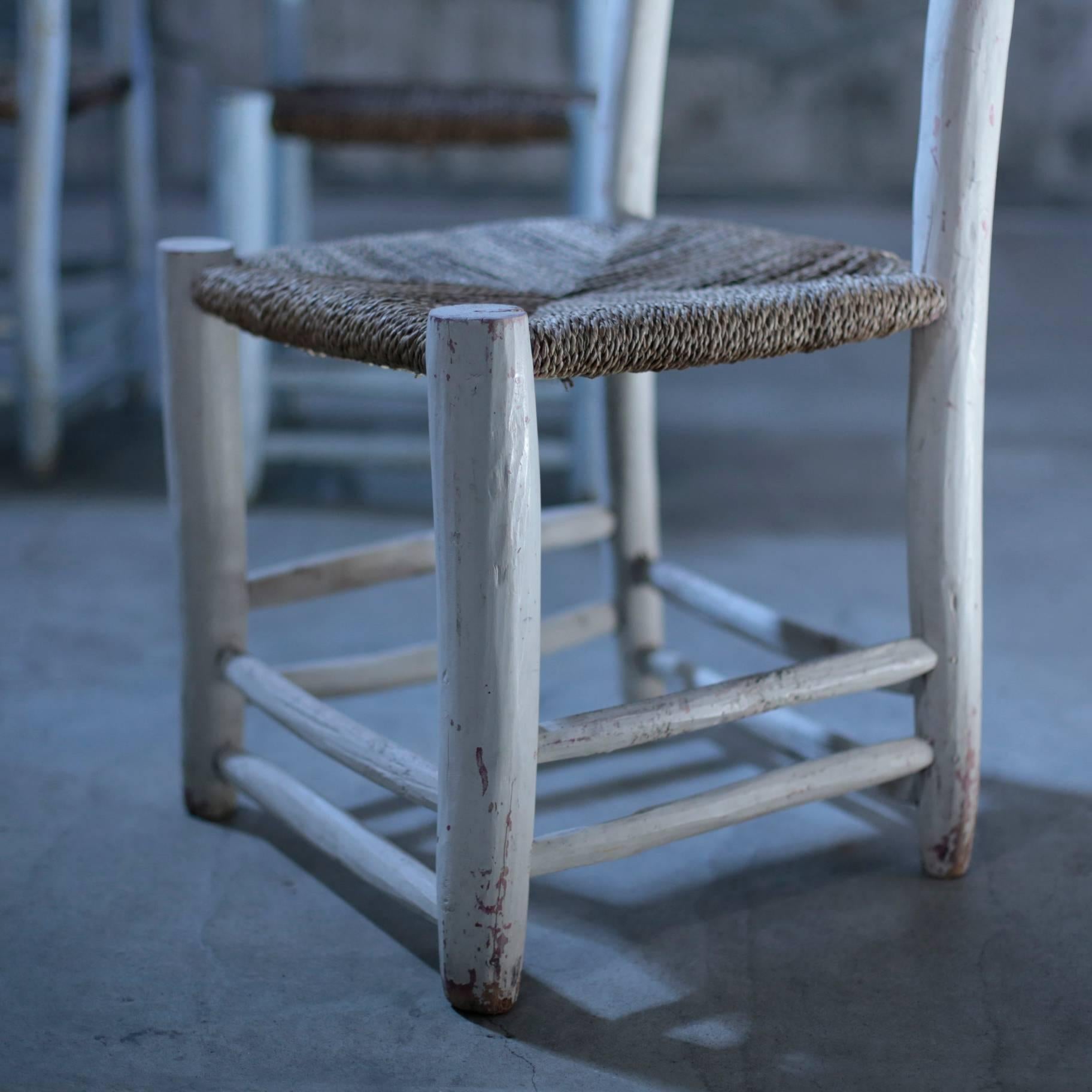 Antique Rope and Wood Dining Chairs from North Africa, 1880s In Good Condition For Sale In Edogawa-ku Tokyo, JP