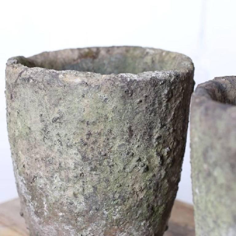 Pair of crucible planter, used for melting metals and other substances. Original patina.
