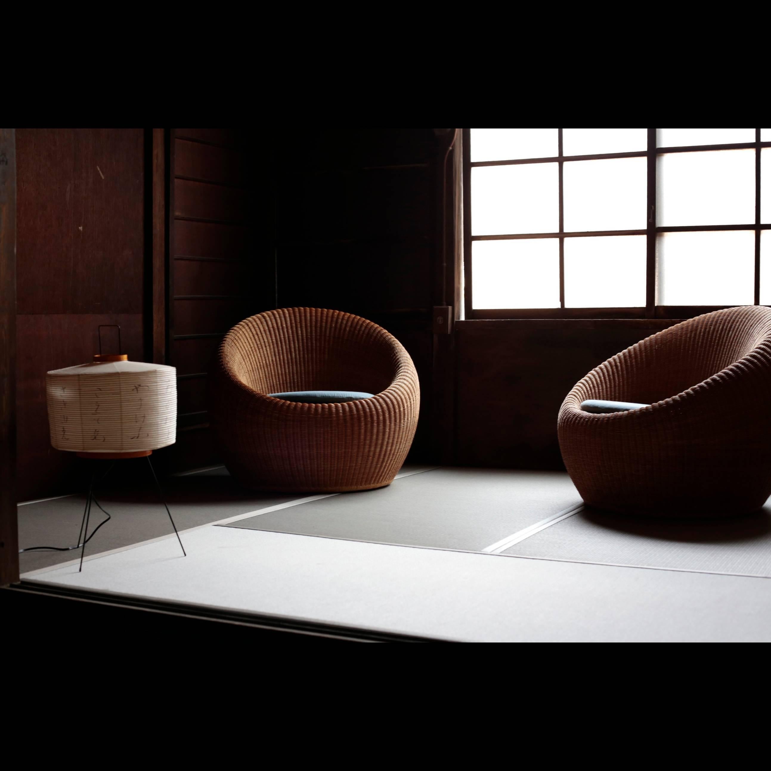 Japanese Pair of Isamu Kenmochi Rattan Chairs