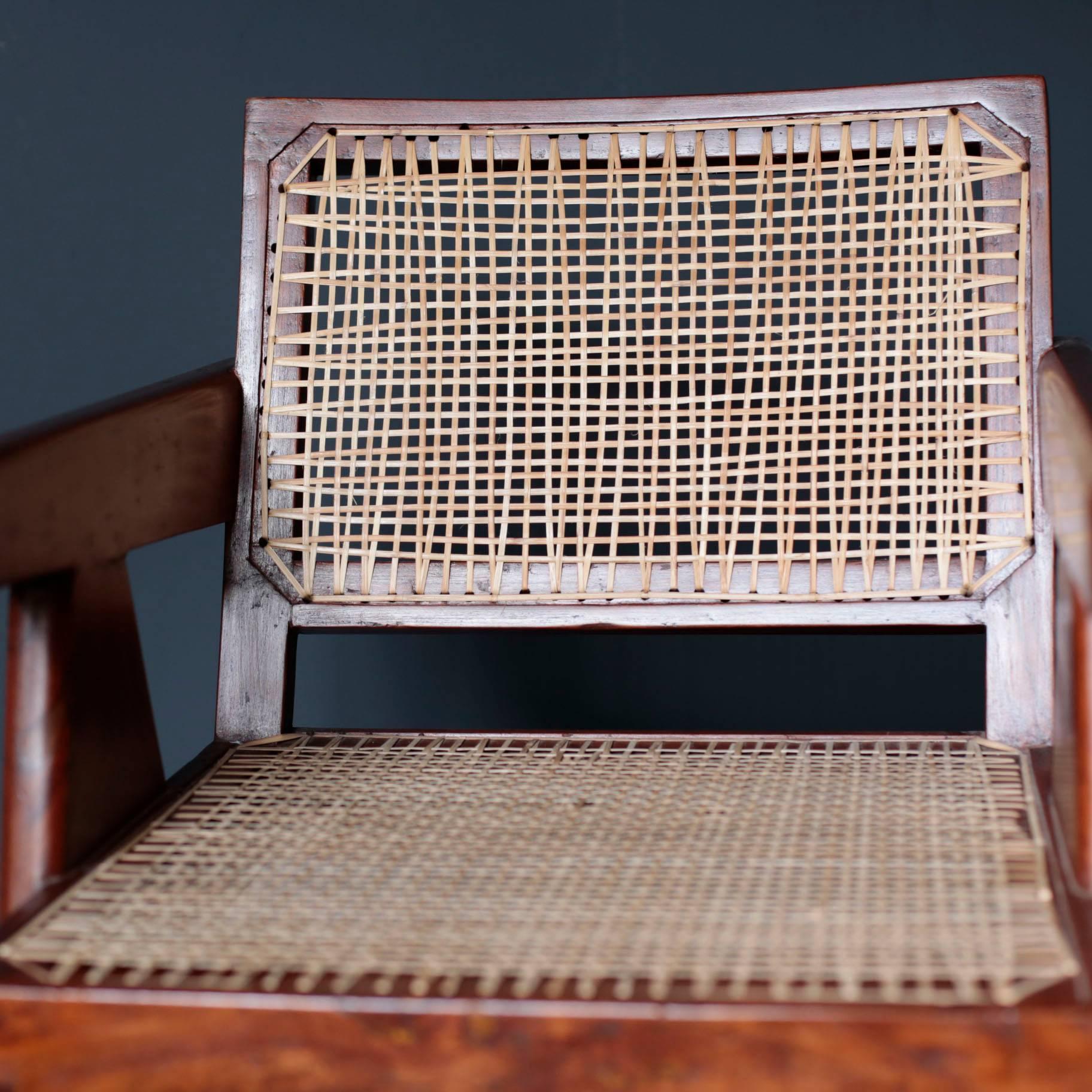 Woodwork Office Cane Chair in Sissoo by Pierre Jeanneret