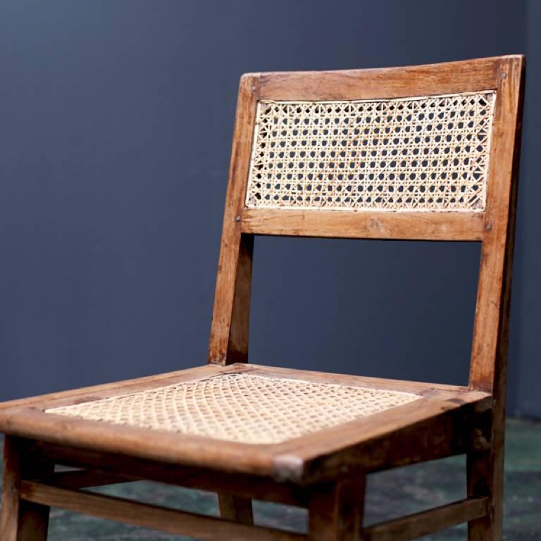 Dining chair designed in the middle century by Pierre Jeanneret for use in Chandigarh's residence.
