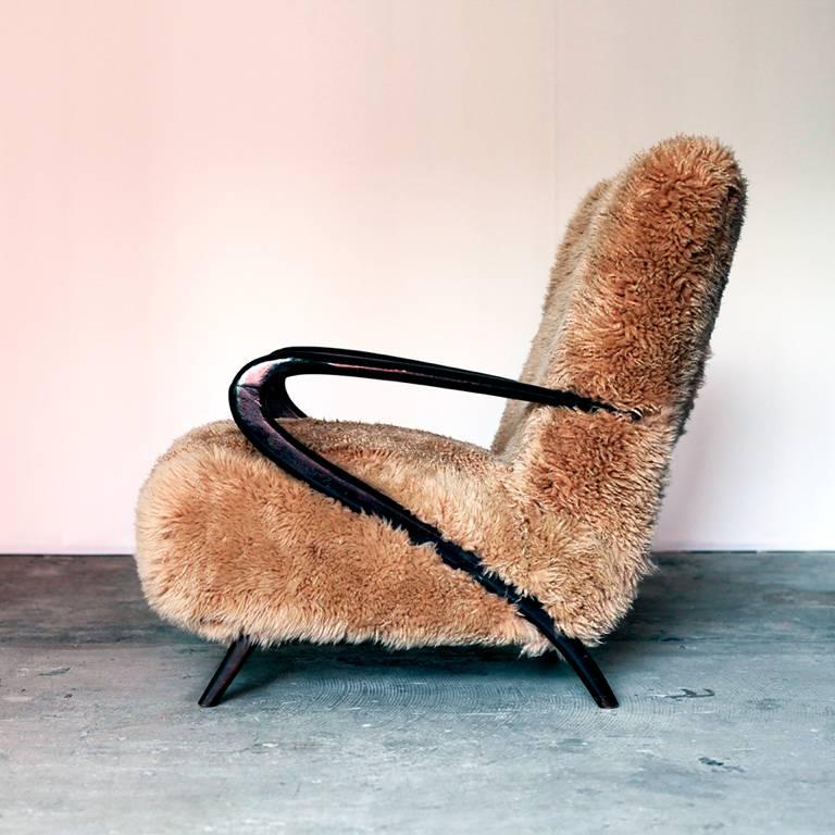 Mid-Century Modern Italian Modern Sculptural Lounge Fur Chair