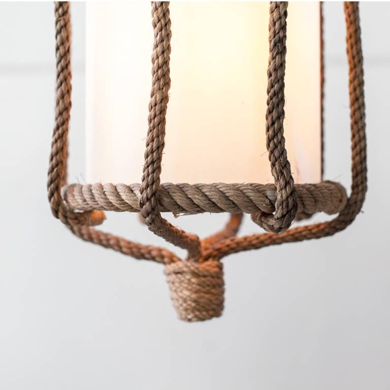 French Audoux Minet Abaca Rope Pendant Lamp