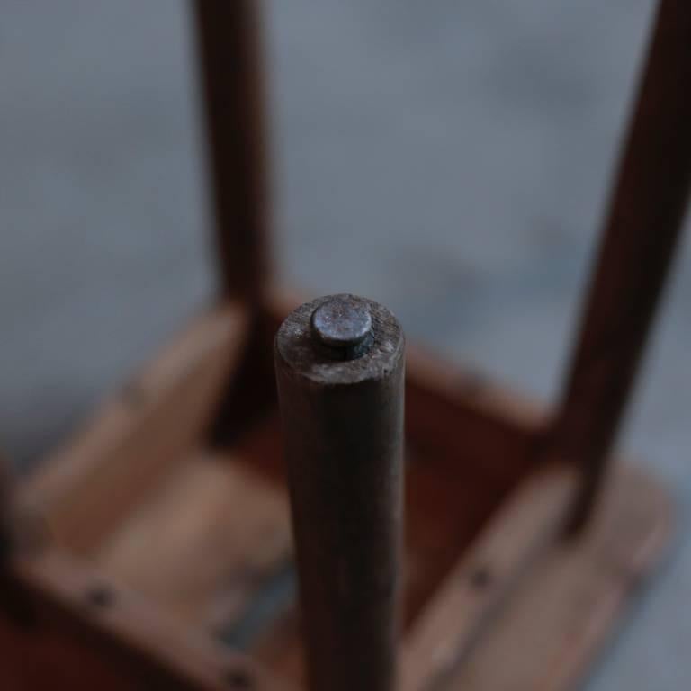 Mid-Century Modern Vintage Wood Stool with Separate Seat from France