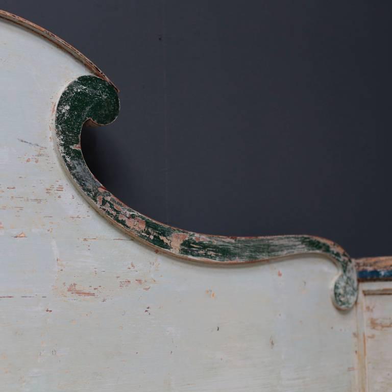 Woodwork Swedish Gustavian Bench with Blue Painted