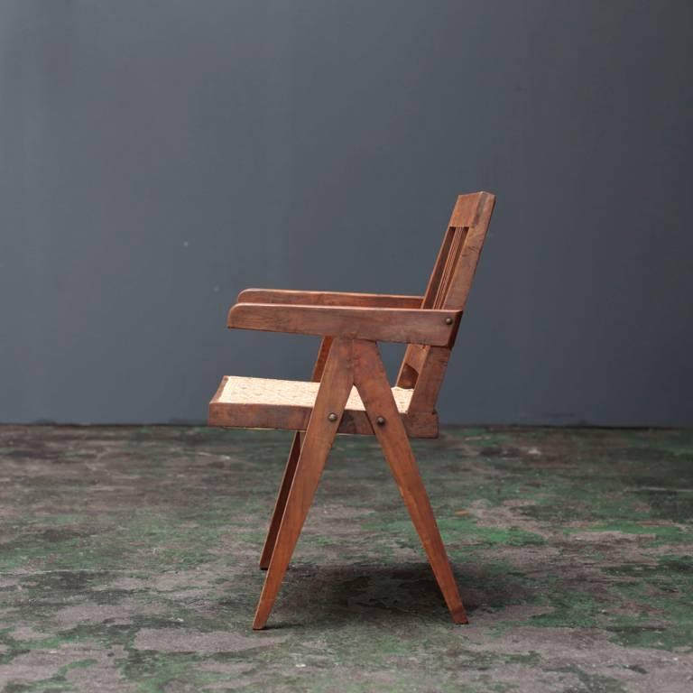 Vintage chair which was planned by Le Corbusier and Pierre Jeanneret, used in public facilities in the city of Chandigarh in India.